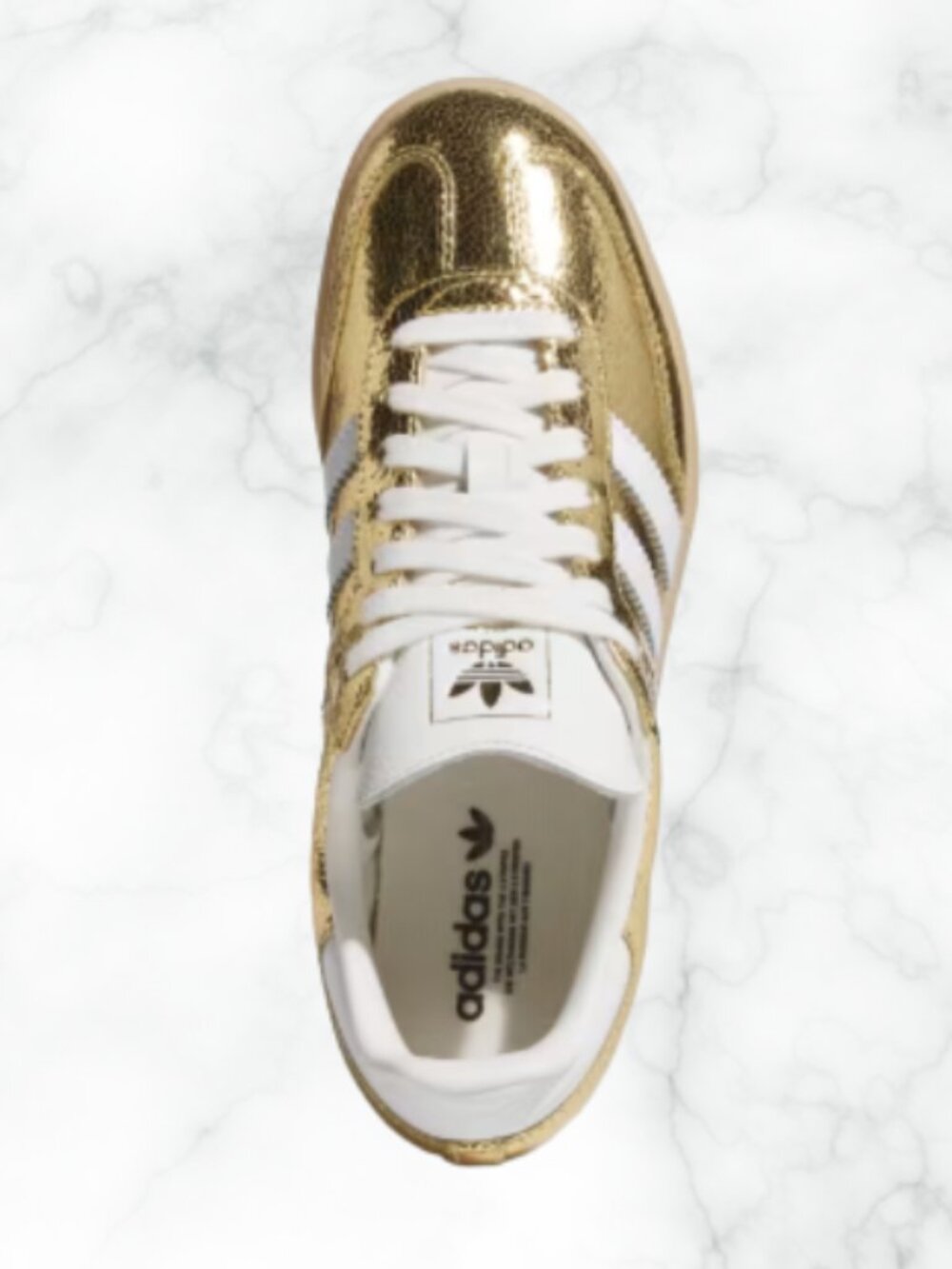ADIDAS Samba OG Gold Metallic Crinkle Leather Sneaker US 8 - Picture 3 of 16